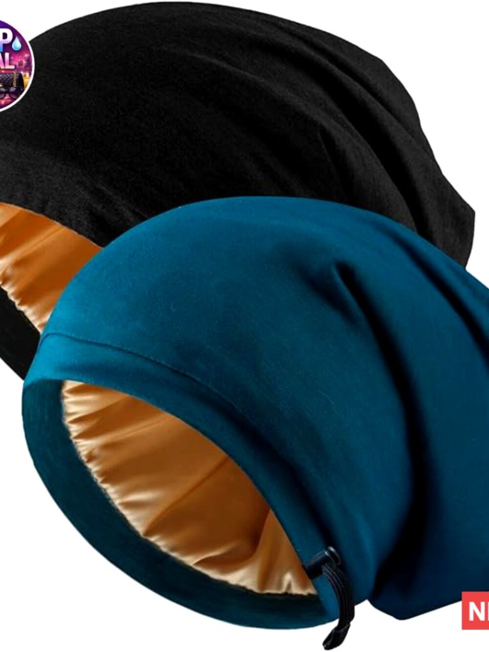 Adjustable Silk Hair Bonnet Set, Satin Lined Sleep Cap for Women and Men